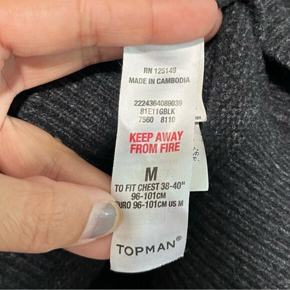 Topman Men’s Black Textured Knit Crewneck Sweater - Size Medium - Picture 8 of 11